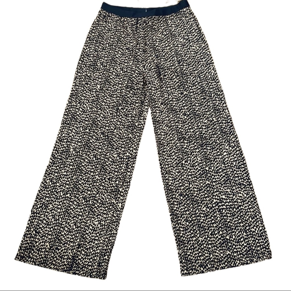NWOT Bobeau Petite Wide Leg Stretch Black and Tan Pattern Polyester Pants